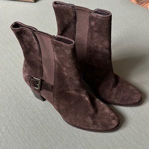 Cole Haan 'Callan' Short Boot Dark Chocolate Brown Suede Size 9